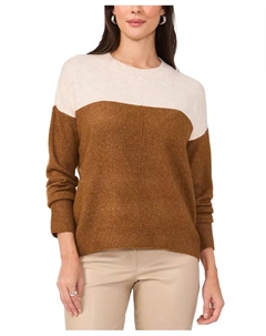 Женский уютный свитер с удлиненными плечами и цветными блоками, загар/бежевый Vince camuto