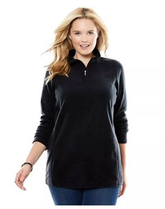 Пуловер Plus Size Inside из микрофлиса с застежкой-молнией на четверть оборота, черный Woman within