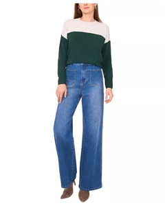 Женский уютный свитер с удлиненными плечами и цветными блоками, зеленый Vince camuto