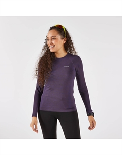 Женская бесшовная беговая футболка с длинными рукавами - Run 500, фиолетовая Kiprun