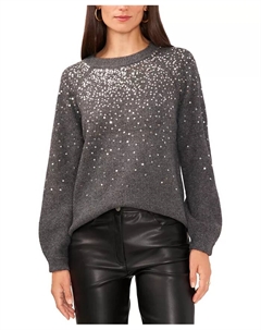 Женский уютный свитер с пайетками и рукавом реглан, серый Vince camuto