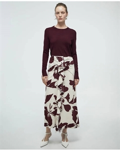 Льняная юбка с воланами, бордовый Сфера