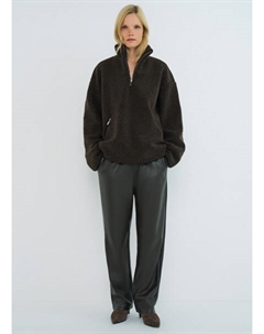 Толстовка из шерпы с воротником на молнии, Коричневый Ostin