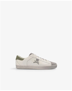 Низкие кроссовки с черепом и контрастными элементами, белый/зеленый Scalpers