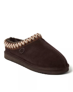 Мужские домашние тапочки-клоги Fireside by Grafton из натуральной овчины с отделкой тесьмой, коричневый Dearfoams