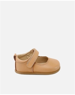 Босоножки Merceditas для девочки-новорожденной из кожи с липучкой, песочный Eli 1957