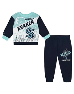 Детский комплект из флисовой толстовки и брюк Seattle Kraken с оверсайз кроем Two-Piece Oversized Block Buster Mitchell and ness