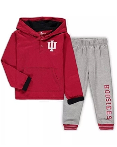 Комплект из худи и спортивных штанов Indiana Hoosiers Indiana Hoosiers Poppies для мальчиков и девочек малинового, серого цвета с принтом, комплект из 2 шт Colosseum