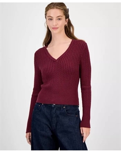 Джемпер с V-образным вырезом и косой вязкой для подростков, красный Hooked up by iot