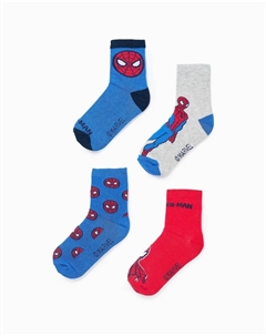Набор из 4 детских носков с узором Человек-паук, синий Zippy