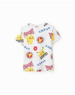 Детская футболка 100% хлопок с мотивом Пикачу, белый Zippy