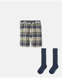 Детский комплект синие шорты в клетку с носками Tutto piccolo