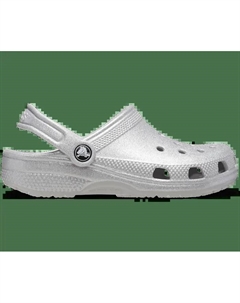 Классические блестящие сабо для малышей, цвет Silver Glitter Crocs