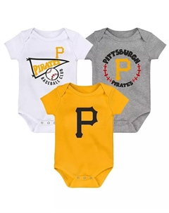 Набор из 3 боди для мальчиков и девочек в золотом, белом и сером цвете с принтом Pittsburgh Pirates Biggest Little Fan Outerstuff