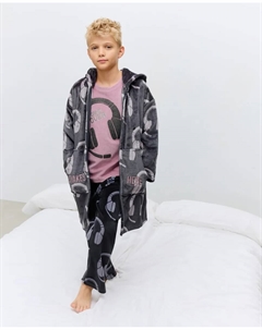 Халат с фантазийным принтом для детских шлемов, черный Cotton juice