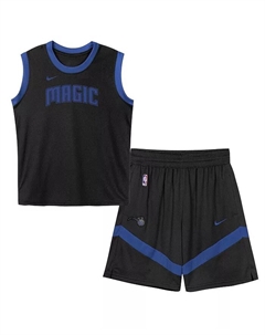 Детский сетчатый комплект с топом и шортами Orlando Magic черного цвета Nike
