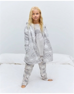 Халат на молнии с фантазийным принтом для девочки, черный Cotton juice