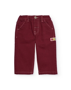 Брюки для мальчика бордового цвета с вышитой деталью DOG Tuc tuc