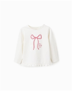 Детская футболка с принтом и оборками, белый Zippy