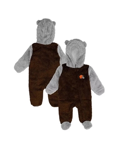 Коричневый флисовый спальный комбинезон Cleveland Browns Game Nap для мальчиков и девочек с застежкой-молнией на всю длину Outerstuff