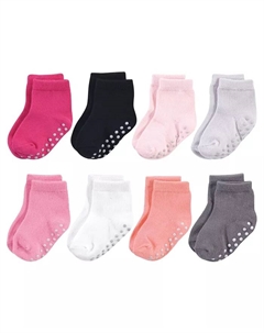 8 пар натуральных носков для девочек с противоскользящей подошвой, розовый Touched by nature