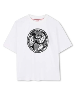 Детская хлопковая футболка, белый Hugo