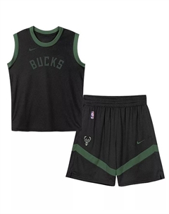 Детский сет из сетчатого топа и шорт Milwaukee Bucks черного цвета Nike