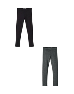 Леггинсы 2er Set Regular Fit weich bequem Basic, цвет schwarz-dunkelgrau Name it