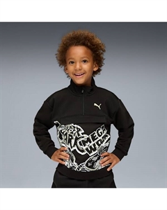 Детский пуловер с застежкой-молнией на четверть дюйма X Hot Wheels Monster Trucks, черный Puma