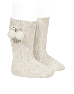 Высокие носки с помпонами, коричневый Condor