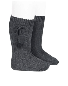 Высокие носки с помпонами, темно-серый Condor