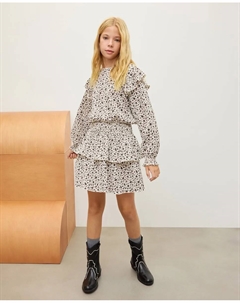 Детское платье с длинным рукавом, оборками и резинкой на талии, белый Kids el corte inglés