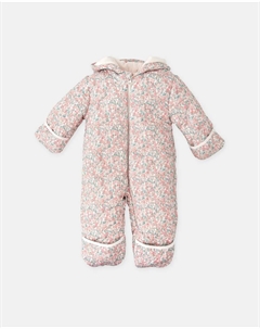 Детский стеганый комбинезон с капюшоном с цветочными лепестками, розовый Tutto piccolo