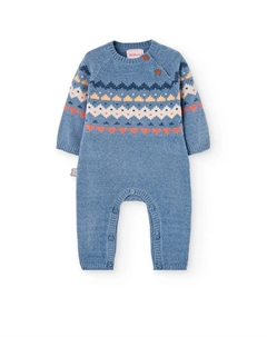 Детский комбинезон с длинным рукавом и круглым вырезом, синий Boboli