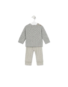 Комплект для малыша с комбинированным принтом и однотонный, серый Tous