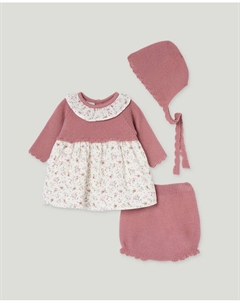 Длинное платье-сарафан средней длины с длинным рукавом и капюшоном, с фантазийным принтом по всей поверхности для ребенка, розовый Coconut el corte inglés