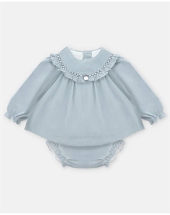 Комплект для малыша платье и покрывало из вельвета светло-серого цвета Martin aranda