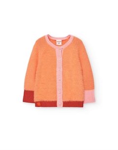 Длинная вязаная детская кофта на пуговицах, оранжевый Boboli