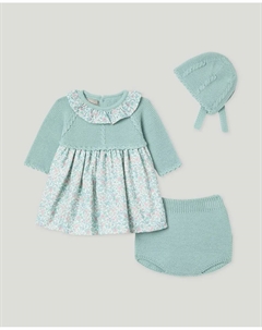 Длинное платье-сарафан средней длины с длинным рукавом и капюшоном, с фантазийным принтом по всей поверхности для ребенка, зеленый Coconut el corte inglés