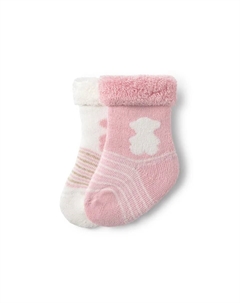 Набор из 2 детских носков с медвежатами и полосками, розовый/белый Tous
