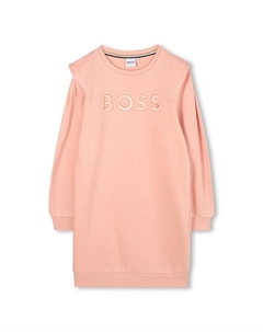 Детское платье с длинными рукавами и вышитым логотипом, лососевый Boss kidswear