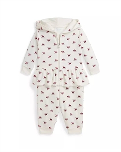 Детский комплект для девочек из двух предметов: худи с принтом и штанишки, белый Polo ralph lauren