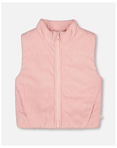 Детская безрукавка из вельвета с пышными проймами пыльно-розового цвета Deux par deux