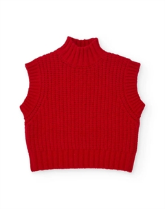 Красный вязаный жилет для девочки с высоким воротником Tuc tuc