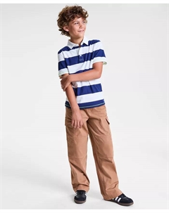 Футболка-поло в полоску для мальчиков и прочные карго-брюки из твила, загар/бежевый Epic threads