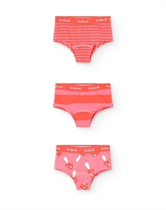 Набор из 3 хлопковых детских трусиков, розовый Boboli