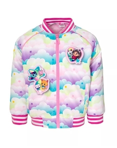 Детская университетская куртка-бомбер на молнии Dreamworks для малышей и взрослых, розовый Gabbys dollhouse