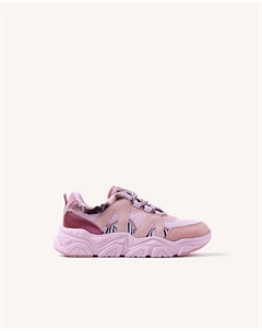 Детские кожаные кроссовки с принтом и съемной стелькой, розово-сиреневый Gioseppo