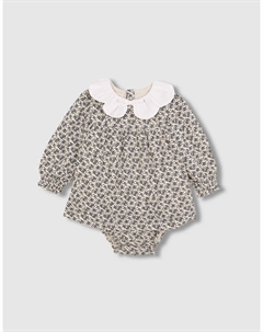 Детское платье с цветочным узором и воротником из газовой ткани, белый Gocco