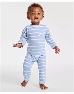 Мягкий и уютный полосатый свитшот и штаны для мальчика, синий First impressions